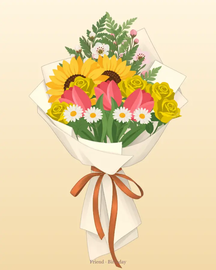 Illustrated bouquet for birthday