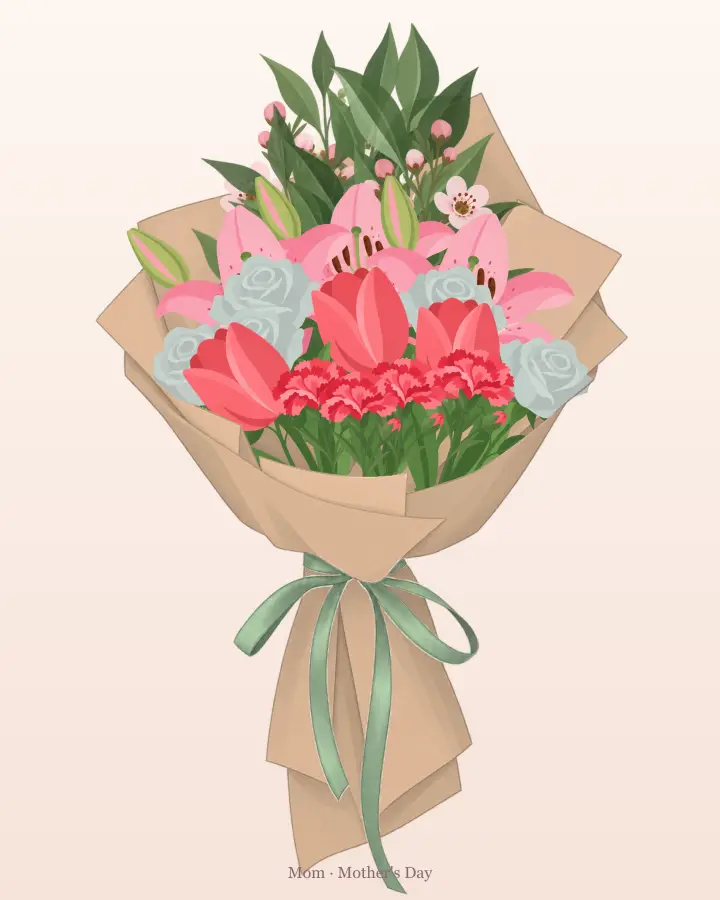 Illustrated bouquet for mother's day
