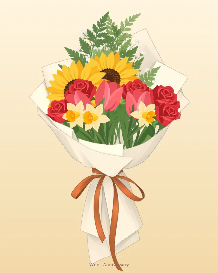 Illustrated bouquet for anniversary
